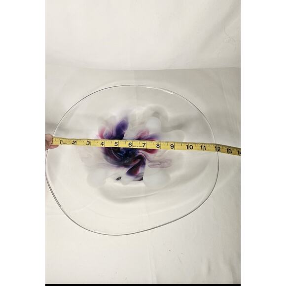 Vintage Signed Studio Art Glass Bowl Mid Century Modern Studio Clear BSQ 310 Art - Picture 5 of 10